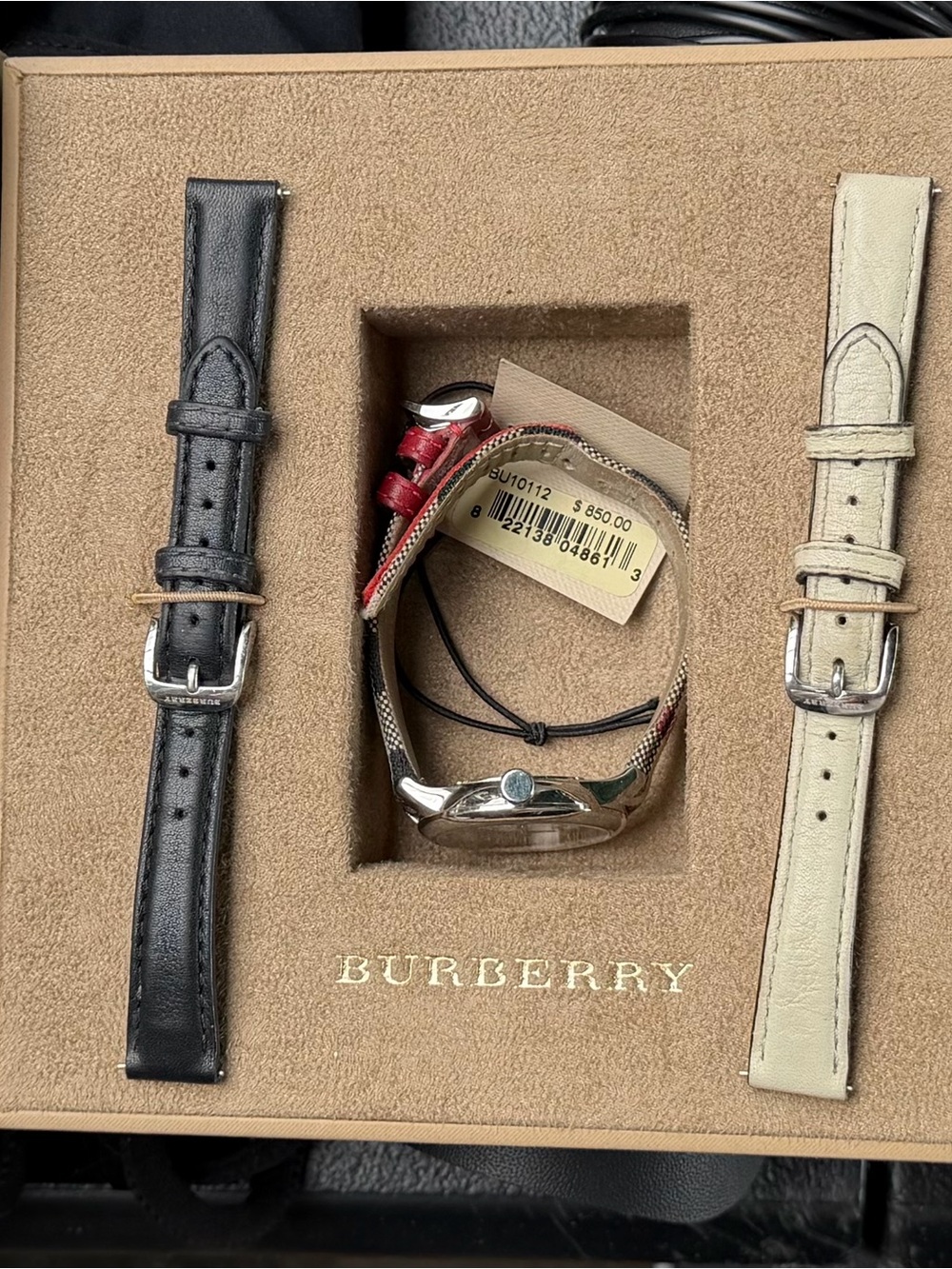 Burberry Beige Plaid Strap Women's Silver-Tone Dial Watch - Picture 5 of 7